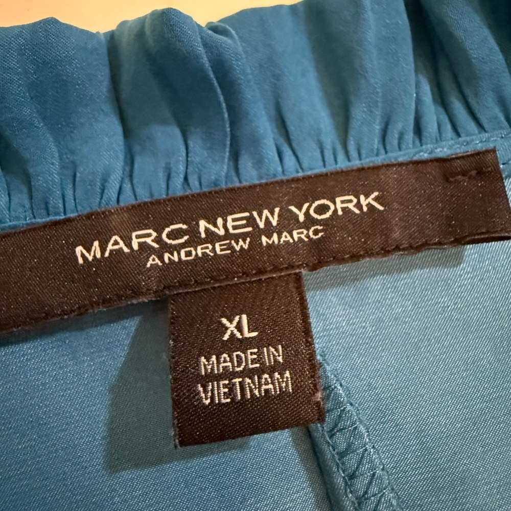 Marc New York Blue Wrap Blouse with 3/4 Sleeves - Picture 3 of 3